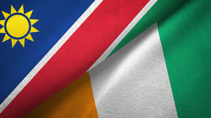 Namibia and Cote d'Ivoire Ivory coast two flags textile fabric texture 