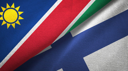 Namibia and Finland two flags textile cloth, fabric texture
