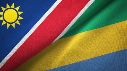 Namibia and Gabon two flags textile cloth, fabric texture