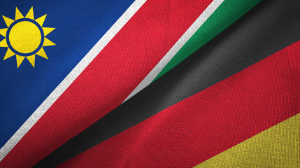 Namibia and Germany two flags textile cloth, fabric texture