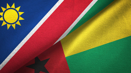 Fototapeta premium Namibia and Guinea-Bissau two flags textile cloth, fabric texture