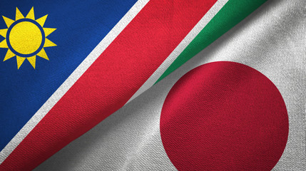 Namibia and Japan two flags textile cloth, fabric texture