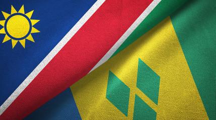 Namibia and Saint Vincent and the Grenadines two flags textile cloth