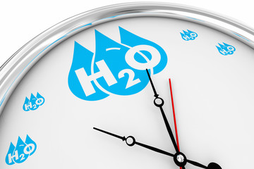 Water H20 Drinkable Clean Resource Clock Time Now 3d Illustration