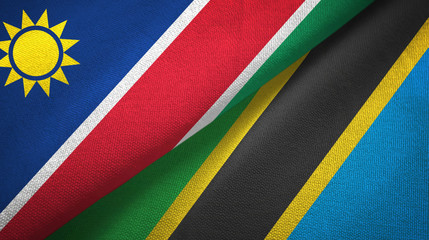 Namibia and Tanzania two flags textile cloth, fabric texture