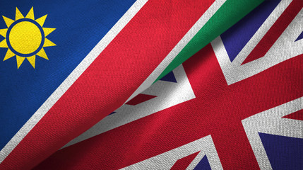 Namibia and United Kingdom two flags textile cloth, fabric texture