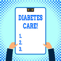 Text sign showing Diabetes Care. Business photo text Journal for the health care practitioner to treat diabetes