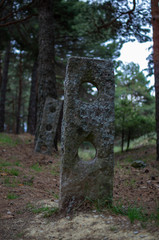 Stone menhirs among the forest