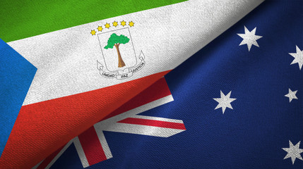 Equatorial Guinea and Australia two flags textile cloth, fabric texture 