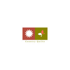 Country quilt logo with flower & butterflies