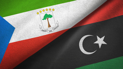 Equatorial Guinea and Libya two flags textile cloth, fabric texture