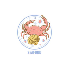 Label for product free from seafood allergen vector icon isolated on white.