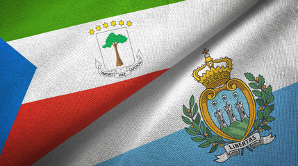 Equatorial Guinea and San Marino two flags textile cloth, fabric texture