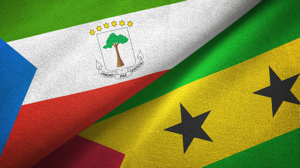 Equatorial Guinea and Sao Tome and Principe two flags textile cloth