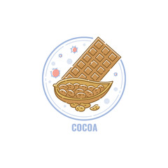 Label for products containing cocoa allergen vector isolated on background.