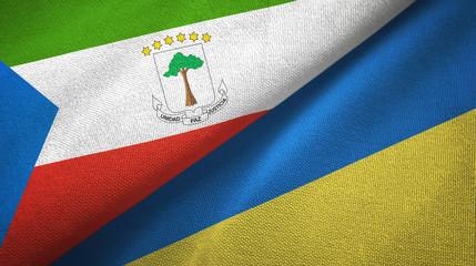 Equatorial Guinea and Ukraine two flags textile cloth, fabric texture