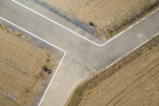 俯瞰で見る道路と畑 Stock Photo Adobe Stock