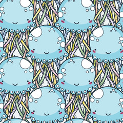 Seamless doodle pattern with cute elements