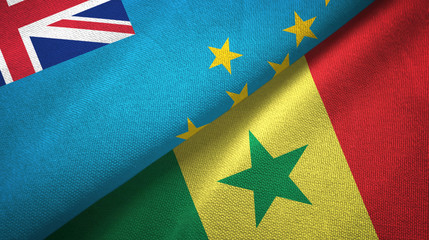 Tuvalu and Senegal two flags textile cloth, fabric texture