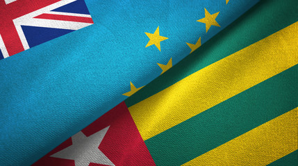 Tuvalu and Togo two flags textile cloth, fabric texture