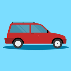 Red Car side view - Illustration