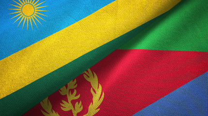 Rwanda and Eritrea two flags textile cloth, fabric texture