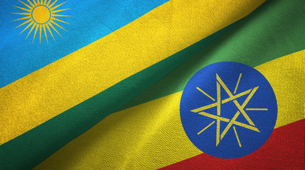Rwanda and Ethiopia two flags textile cloth, fabric texture