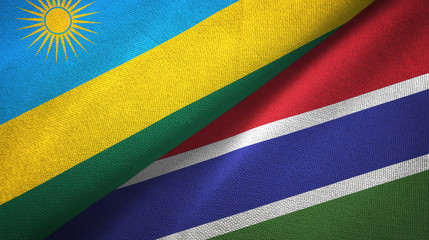 Rwanda and Gambia two flags textile cloth, fabric texture