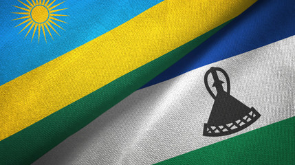 Rwanda and Lesotho two flags textile cloth, fabric texture