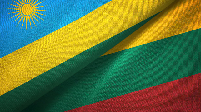 Rwanda and Lithuania two flags textile cloth, fabric texture