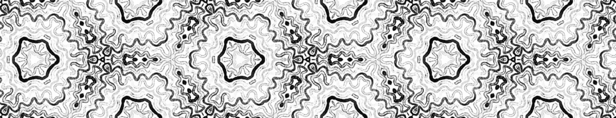 Dark black and white Seamless Border Scroll. Geome