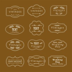 Vintage frames, sign boards set isolated on vintage color. Calligraphic design elements. wedding shape  design template vector