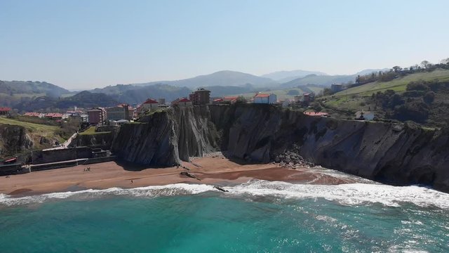 Zumaia cliff side beach aerial views
