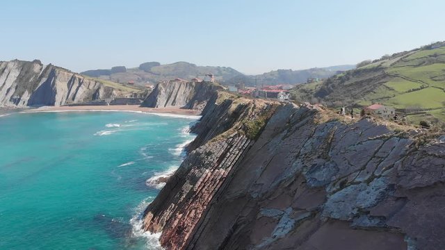 Zumaia cliff side beach aerial views
