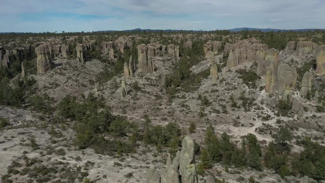 Aerial Drone view of Valle de los Monjes, Creel, Chihuahua, Mexico