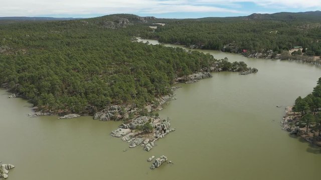 Aerial Drone view of Arareco Lake, Chihuahua, Mexico