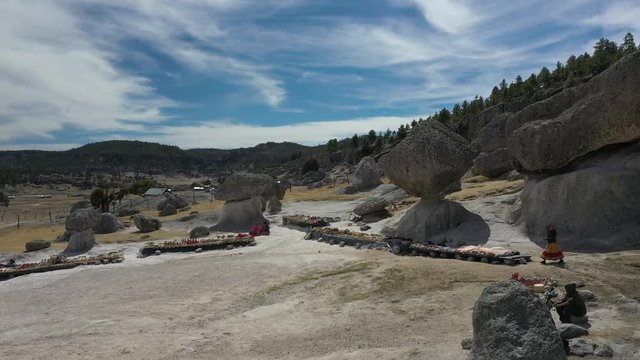 Aerial Drone view of Valle de Ranas y Hongos, Creel, Chihuahua, Mexico