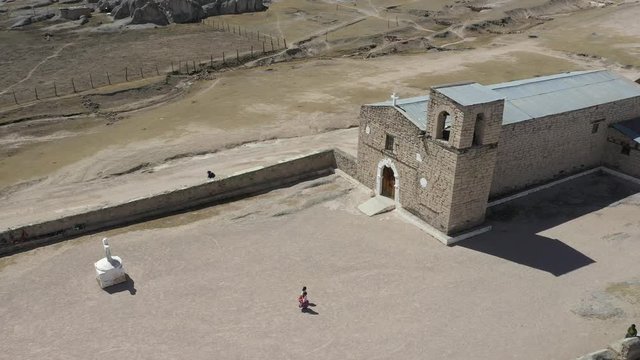 Aerial Drone view of San Ignacio Mision, Creel, Chihuahua, Mexico