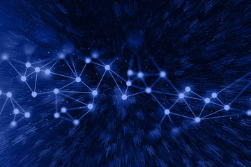 ai technology, robotic system, molecule of chemical, atom cell plexus and science, abstract futuristic cyber network server online, background illustration 3d rendering