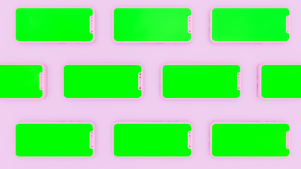 CG smart phone. Sliding group of smart phone animation.3d render.