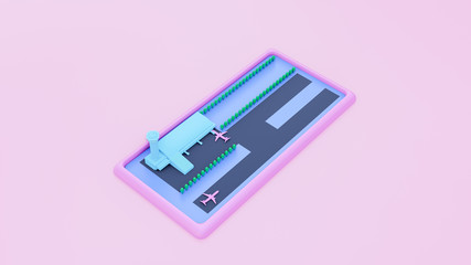 smart phone 3d mock up . CG smart phone. smart phone with airport animation.3d render.