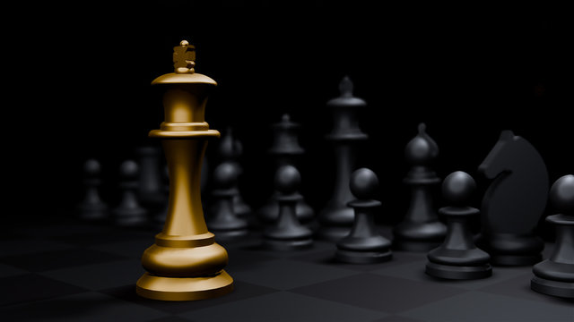 golden bishop chess board game and digital graph , strategy ideas concept business background video animation ,3d render motion graphic  background