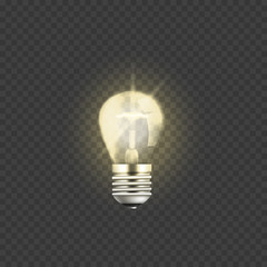 Electric light bulb 3d vector illustration isolated on transparent background.