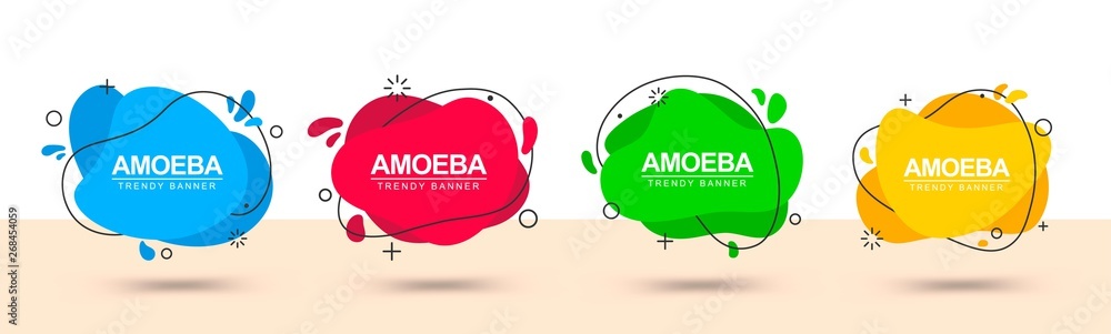 Aufkleber Set of bright trendy liquid form banners. Collection of vector abstract banners. Ready template for use in web advertising and for printing in typography.
