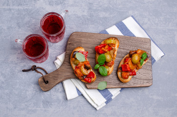 Bruschetta with stewed vegetables