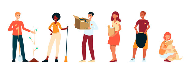 Volunteer people doing charity activities