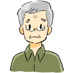 表情　おじいさん　泣く
