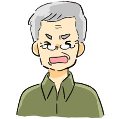 表情　おじいさん　泣く