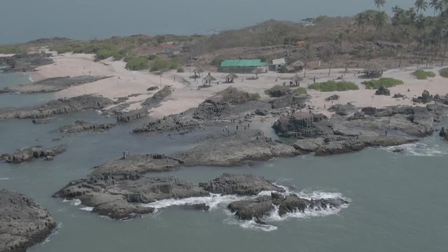 St. Mary Island in Arabian sea (Udupi, India), aerial 4k ungraded/flat
