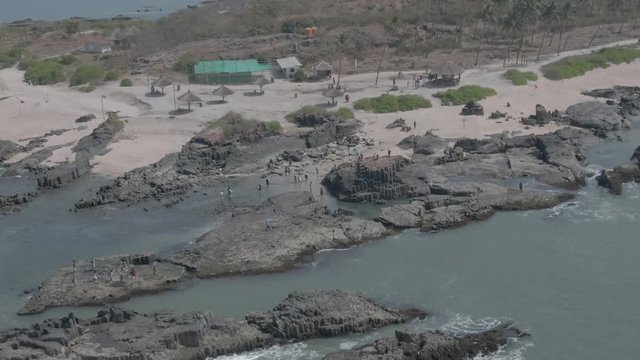 St. Mary Island in Arabian sea (Udupi, India), aerial 4k ungraded/flat